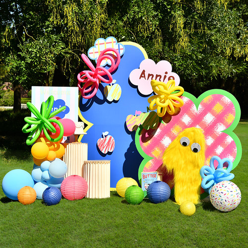 道具多巴胺场景周岁生日装饰布置kt板主题宝宝气球宴百日宴