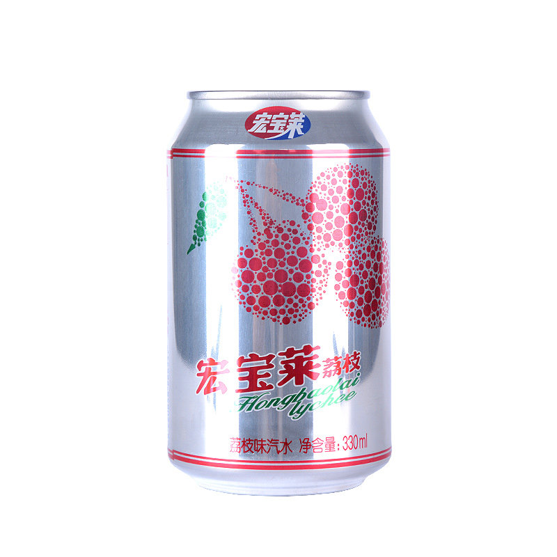 宏宝莱 荔枝味汽水330ml*24罐整箱装 碳酸饮料经典口味东北特产