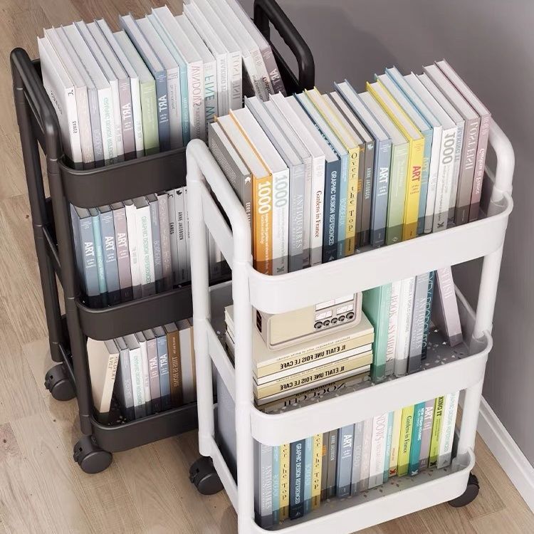 2026可移动书架置物架儿童玩具收纳架阅读家用小推车带轮落地简易