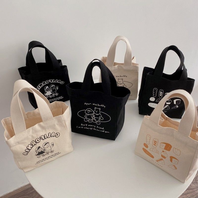 20262023新款帆布手提袋上班族饭盒包小包包外出女韩版小巧零食便