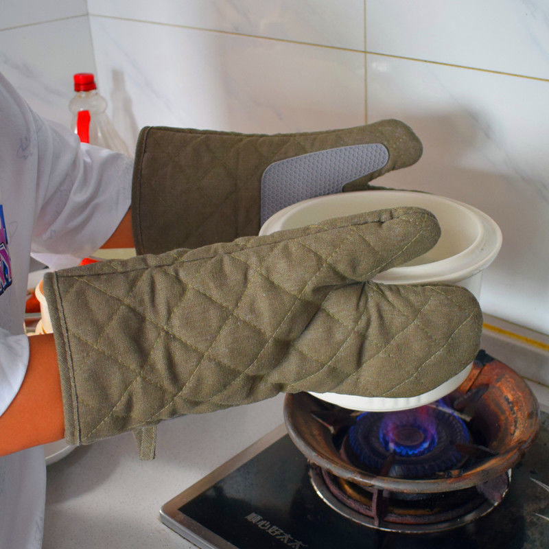 2026帆布硅胶耐高温500度防水微波炉隔热防滑商用加厚长防烫手套