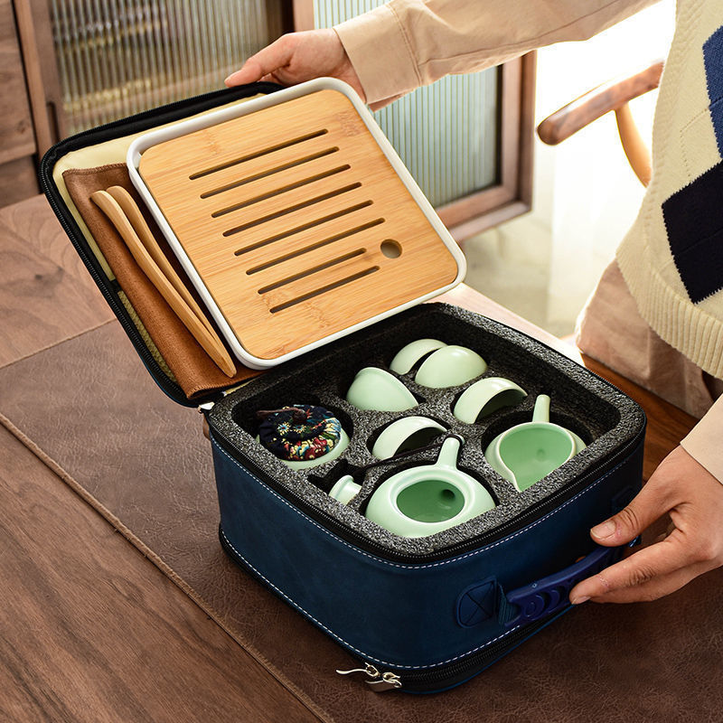 2026功夫茶具家用简约陶瓷泡茶壶小套装户外便携旅行茶具整套定作