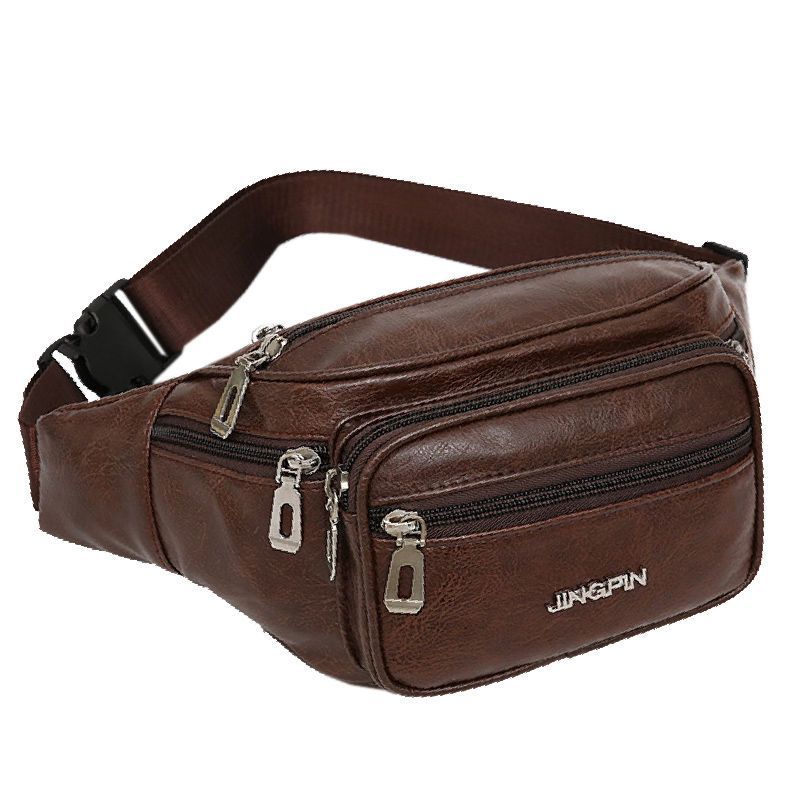 2026大容量皮包男士腰包斜挎包PU防水胸包女六隔层做生意收钱户外