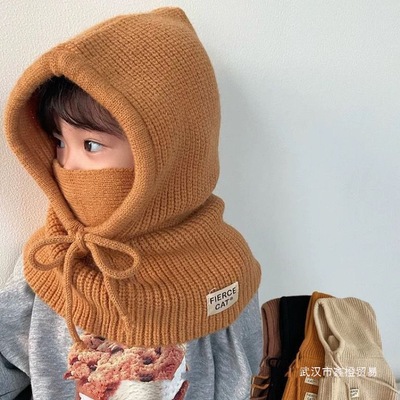 2026儿童帽子围巾一体帽宝宝连脖帽秋冬季女童毛线帽男童护耳帽套