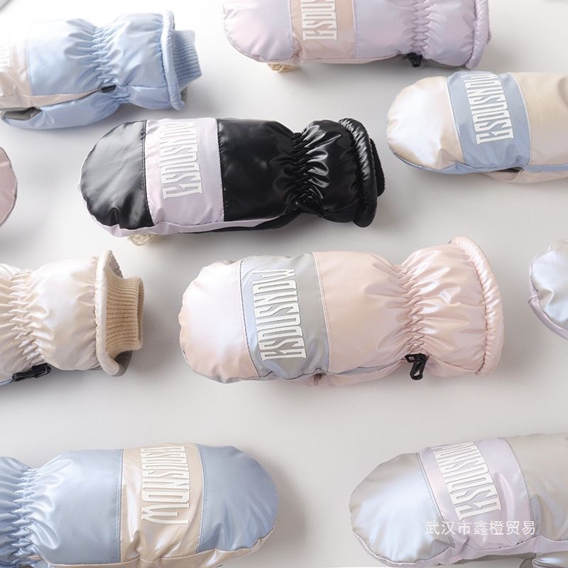 2026滑雪手套拼色字母包指加绒防水加厚保暖防寒冬季防冻冬天手套