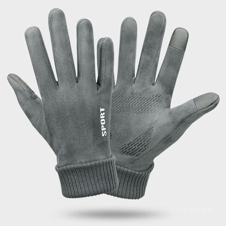 2026麂皮绒手套男女秋冬季保暖防风加绒运动骑行触屏防滑电动开车