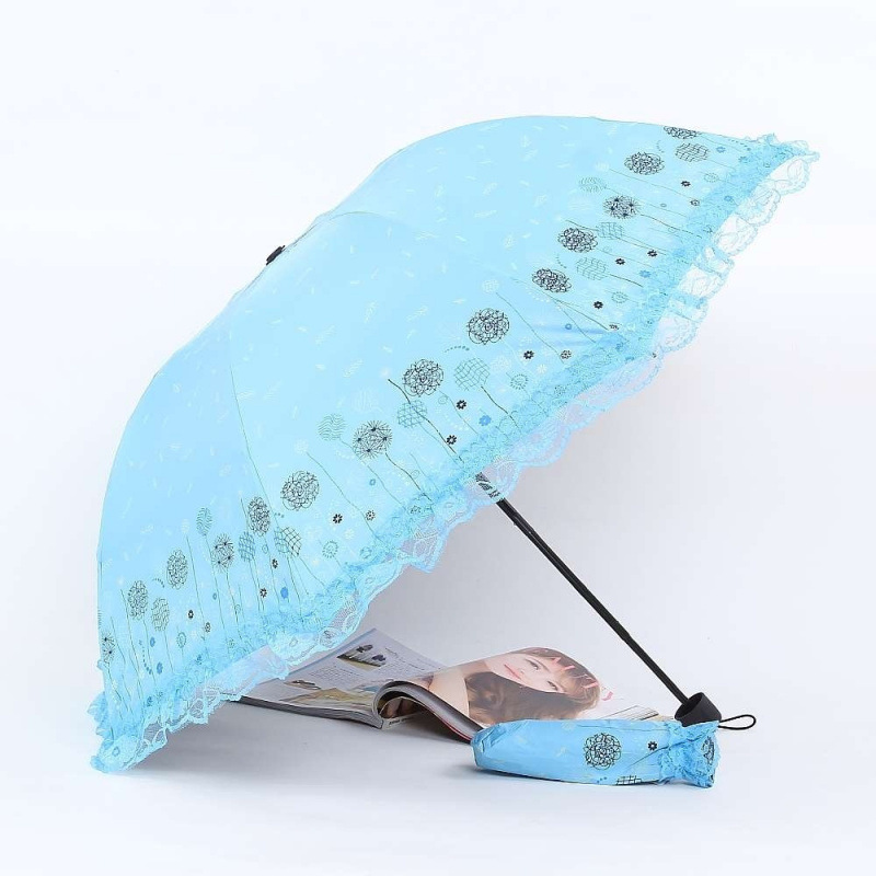 2026女神雨伞蕾丝花边折叠太阳伞学生黑胶防晒紫外线遮阳两用便携