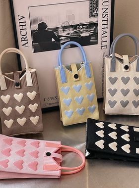 202625款卡通手机包针织包网红成品可厂家斜挎小包针织手提包工厂