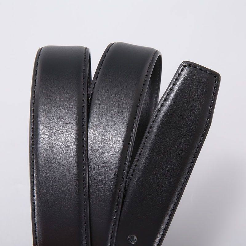 男士不带头针扣打孔腰带牛皮男款平滑扣皮带条带身无头裤带