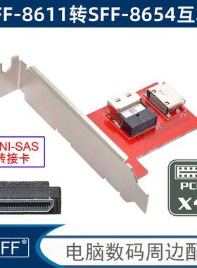 Oculink SFF-8611对SFF-8654 8043 8087互转PCI-E 4.0转接卡Slim