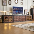 法式 复古实木斗柜客厅靠墙储物柜收纳柜 中古风玲珑落地电视柜美式