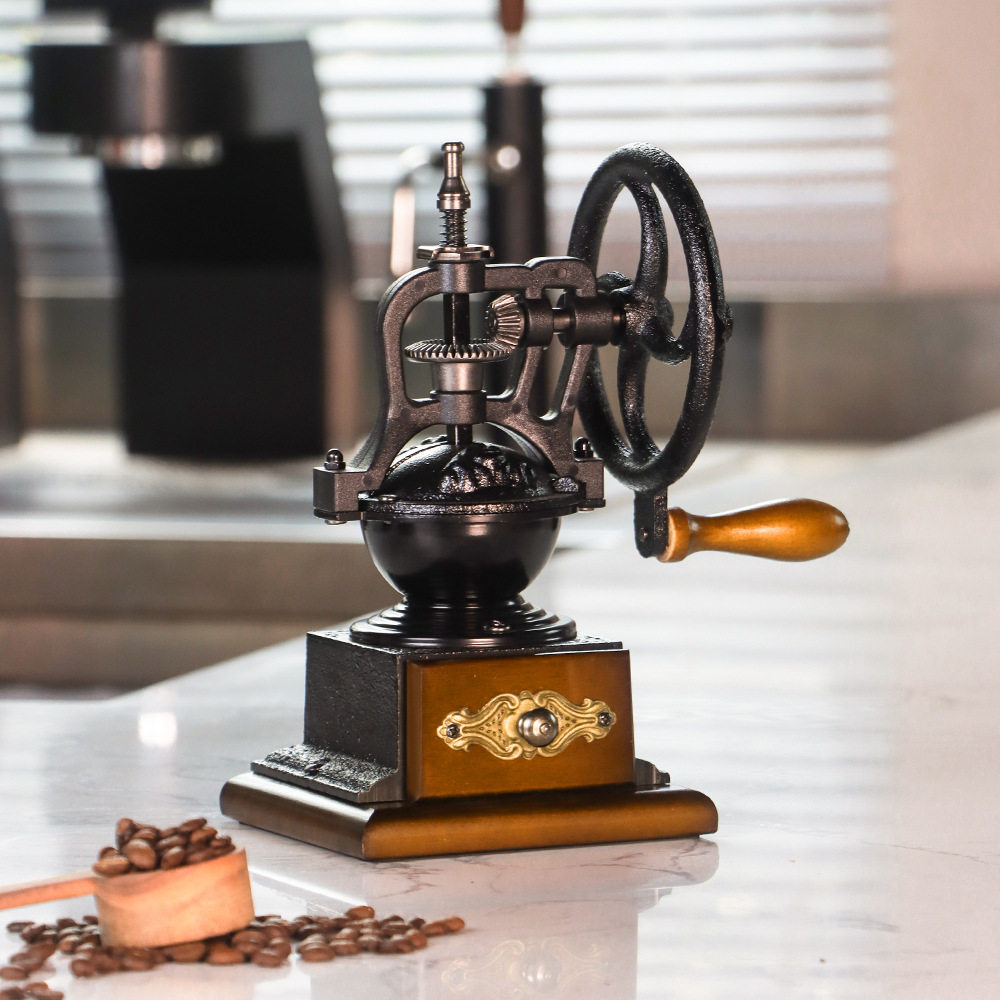 中古复古手动咖啡豆研磨机手磨咖啡机磨豆机器家用手摇咖啡磨豆机