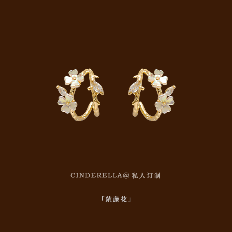 复古花朵小众蚊香盘耳夹女无耳洞