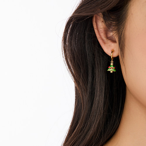 「圣诞树」小众氛围感耳环可爱甜美蚊香盘耳夹女无耳洞耳饰高级感