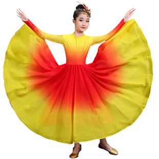 六一新款儿童演出服装女元旦开场舞大摆裙歌伴舞蹈表演服渐变大气