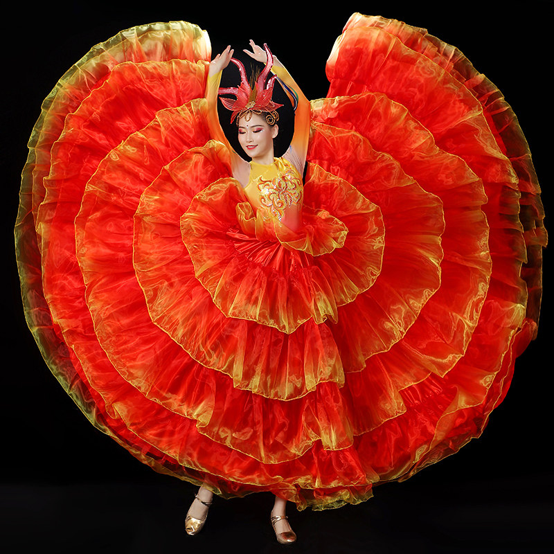 开场舞凤凰舞后涤纶演出服新款