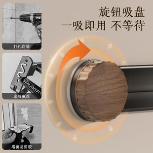 中古风胡桃木色吸盘挂钩一排浴室衣架可移动厨房壁挂门后挂衣2025