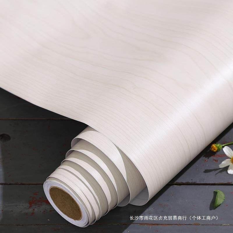 白枫波音片pvc墙纸木纹贴纸自粘防水仿木柜门衣柜子家具翻新桌面