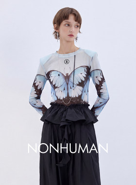 NONHUMAN蓝闪蝶长袖修身皮肤衣