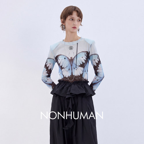 NONHUMAN蓝闪蝶长袖修身皮肤衣