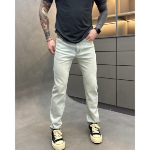 春生同款春季新款时尚休闲百搭净版牙刷绣修身薄款男士牛仔裤9925
