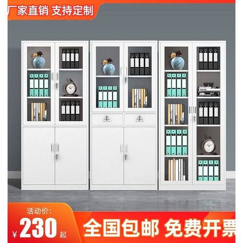 青岛铁皮文件柜书柜矮柜资料凭证带锁档案彩色办公室员工更衣柜子