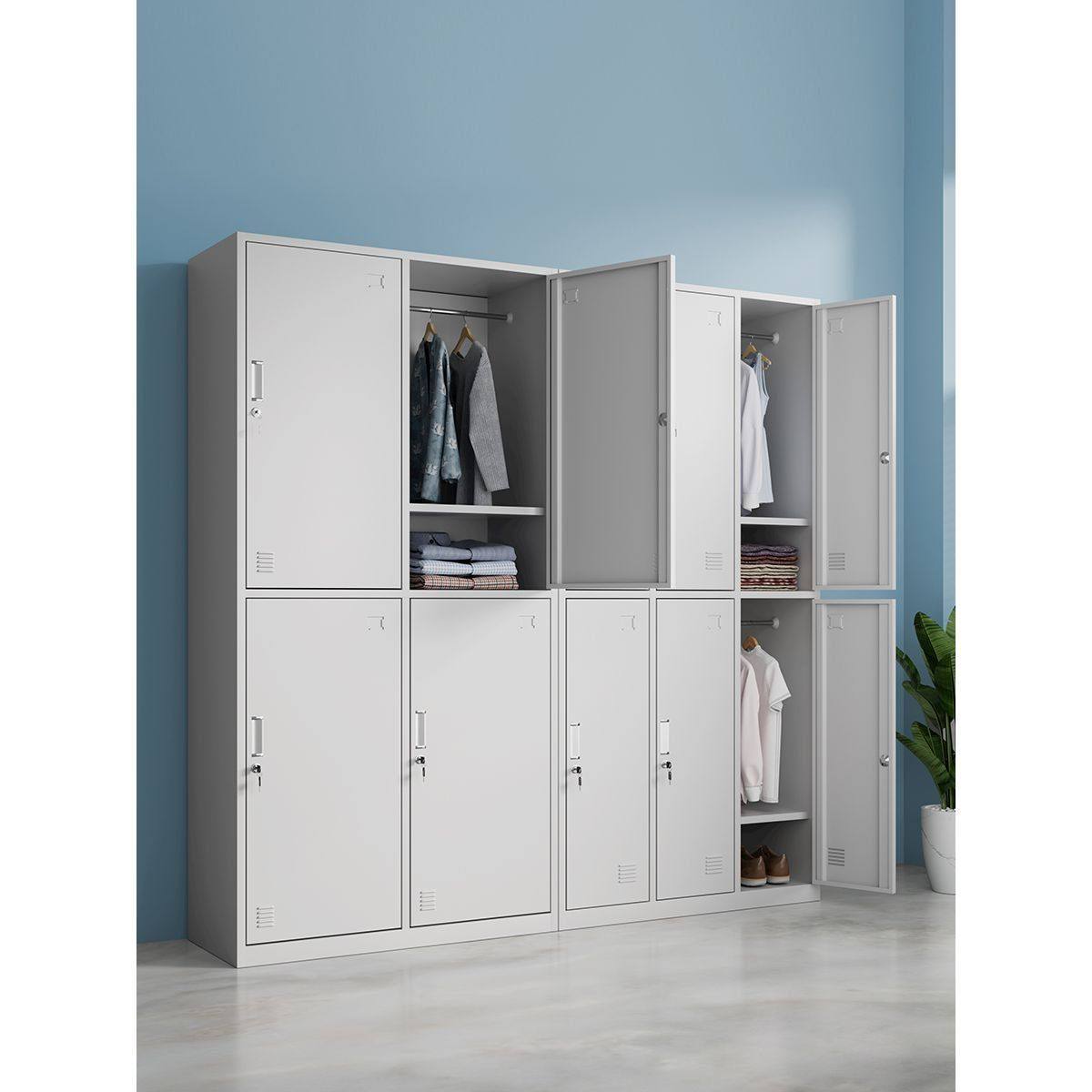 更衣柜办公室置物柜钢制衣柜员工宿舍带锁储物柜浴室健身房换衣柜,商业/办公家具,办公储物柜,淘宝优惠券,粉丝福利购,淘宝优惠卷