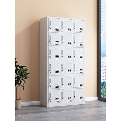 广州18门更衣柜员工柜子双层铁皮鞋柜工厂车间多格储物柜带锁碗柜