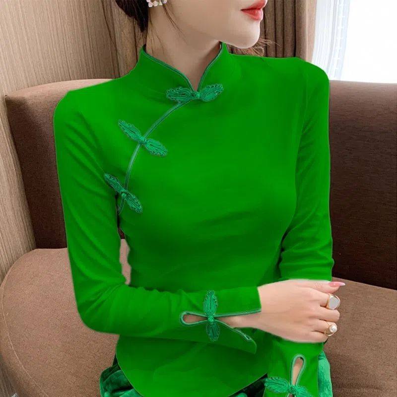 复古中国风打底衫女秋季热销新款设计感不规则盘扣长袖T恤上衣女,女装/女士精品,T恤,淘宝优惠券,粉丝福利购,淘宝优惠卷