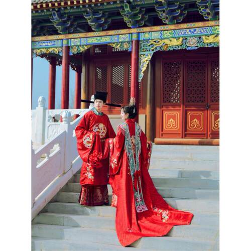 正品宋制汉服女婚服织金