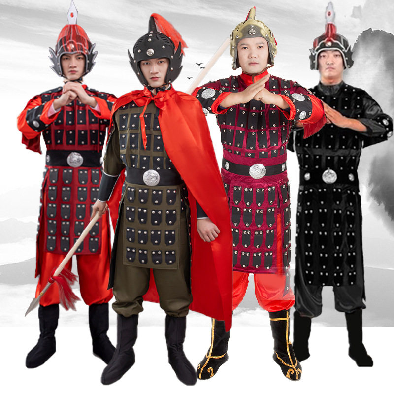 古装盔甲将军花木兰岳飞演出服成人侍卫满江红朗诵儿童古代士兵服