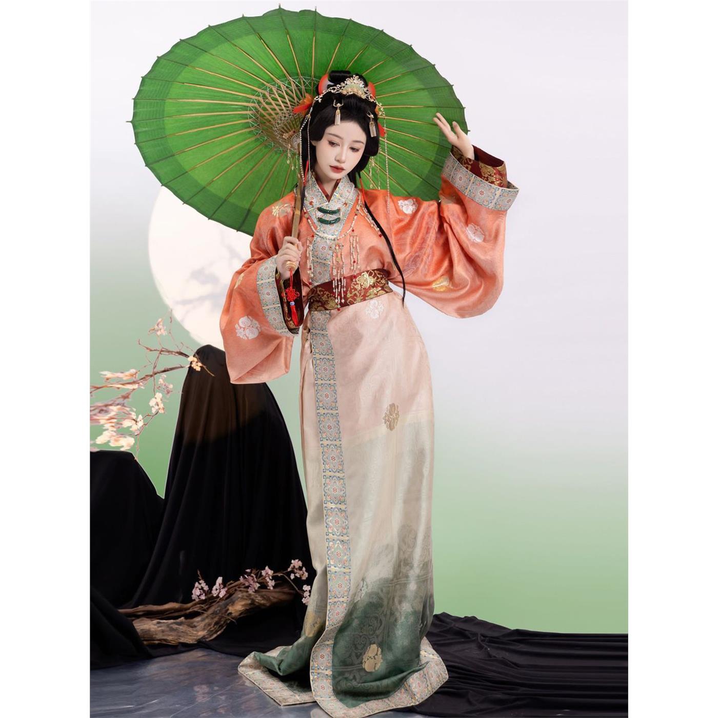 正版新款汉服女织金渐变