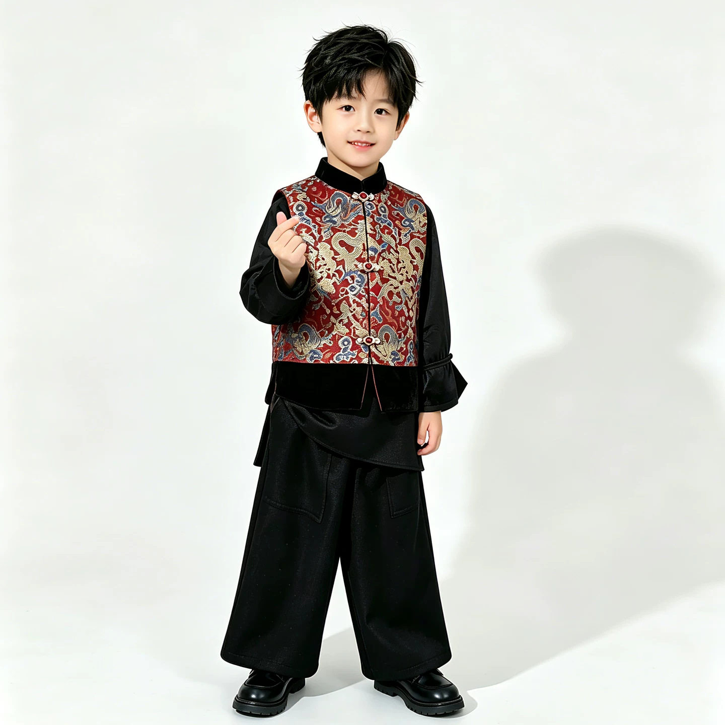 儿童唐装套装男童新中式国风演出服小少爷男孩高端礼服帅气走秀服