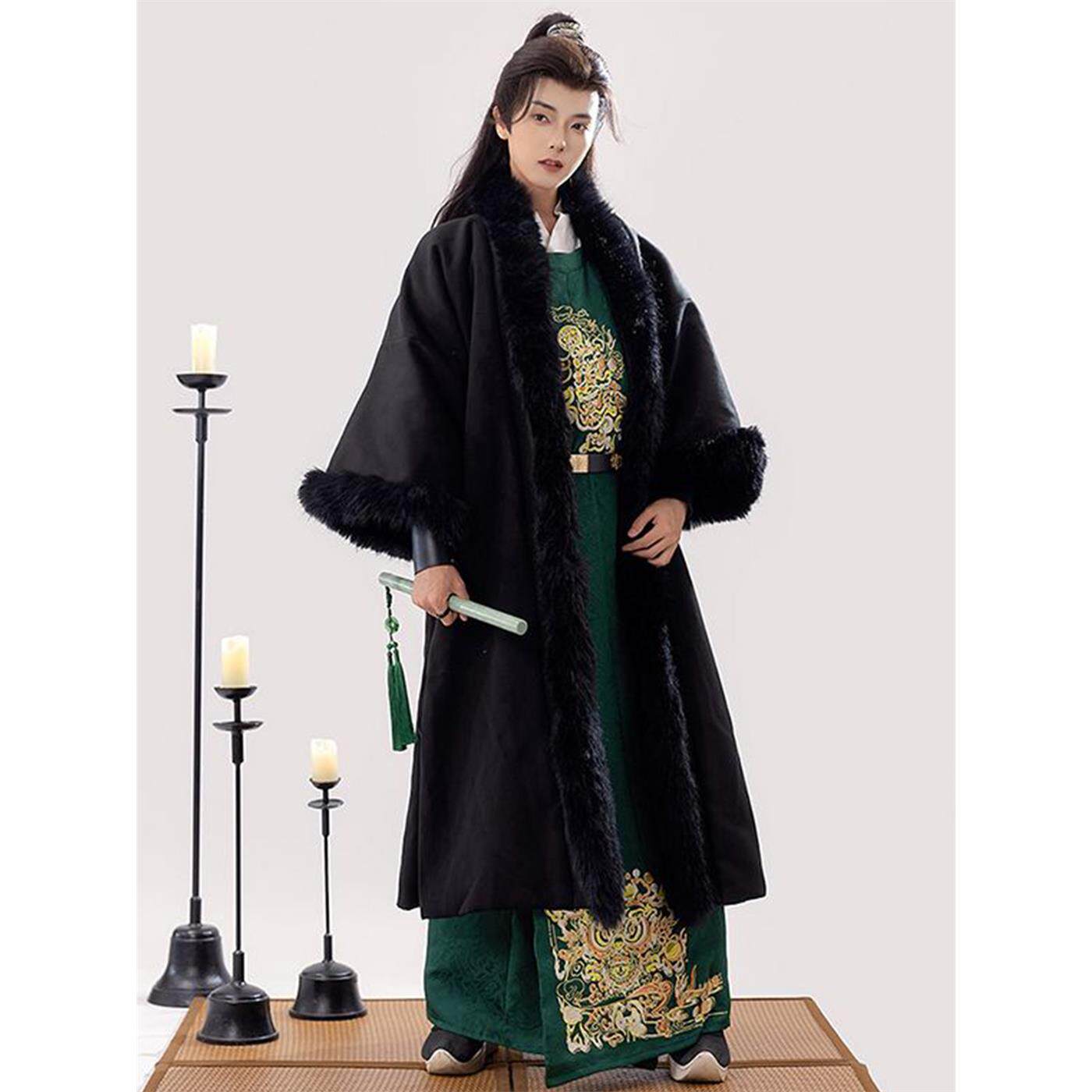 汉服男款秋冬款裘衣唐制图片