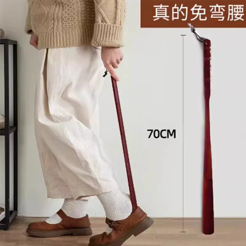 鞋拔子长柄实木家用小巧提鞋图片