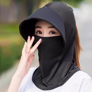 防晒面罩女夏季全脸2025新款冰丝防紫外线开车骑行护颈一体防晒帽