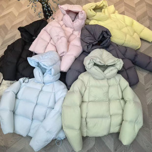 简约宽松方块立领连帽鹅绒服 新款 TK5126 小乐专享