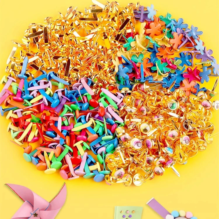 彩色两脚钉双脚钉儿童手工diy小号 二角钉分脚钉幼儿园制作材料包