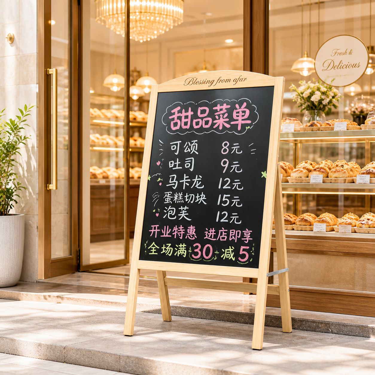 【店铺宣传利器】实木广告牌小黑板店铺门口摆摊商用宣传展示架