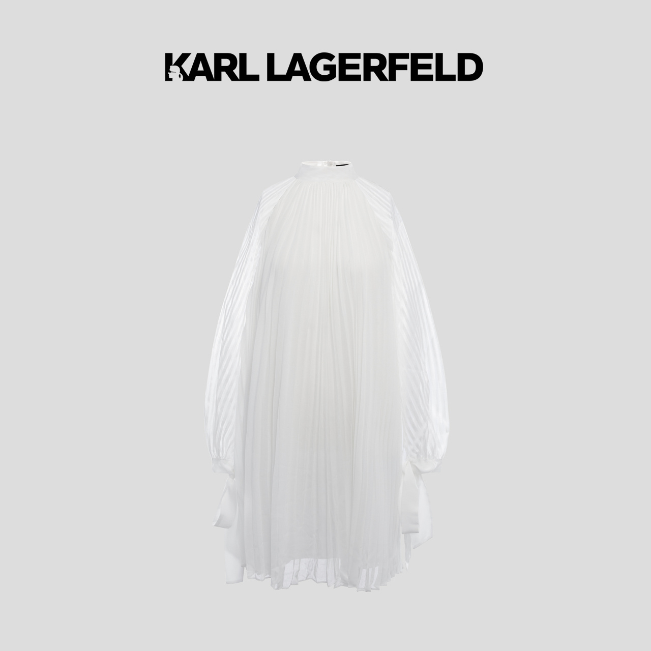 KARL LAGERFELD卡尔拉格斐2022新款百褶长袖秋冬连衣裙女221L1366