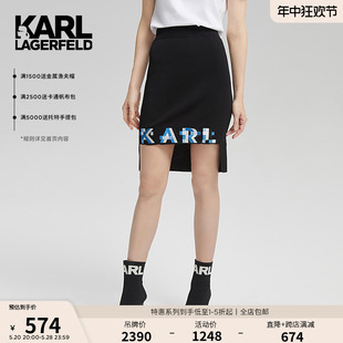 通勤黑色针织包臀短裙女 新款 LAGERFELD卡尔拉格斐半裙秋季 KARL