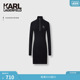 包臀裙 LAGERFELD卡尔拉格斐法式 黑色卫衣连衣裙女半高领修身 KARL