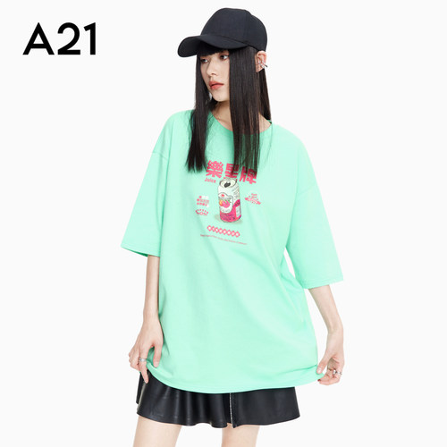 A21女装印花短袖T恤时尚薄