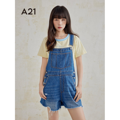 A21女装牛仔宽松连体服夏季
