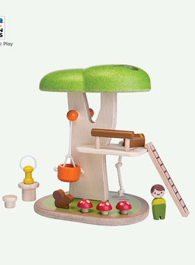 plantoys儿童蘑菇树屋过家家木质玩具益智精致人偶摆件礼物6626