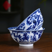 景德镇仿古元 代青花瓷碗中式 家用高温陶瓷餐具米饭碗加厚大汤面碗