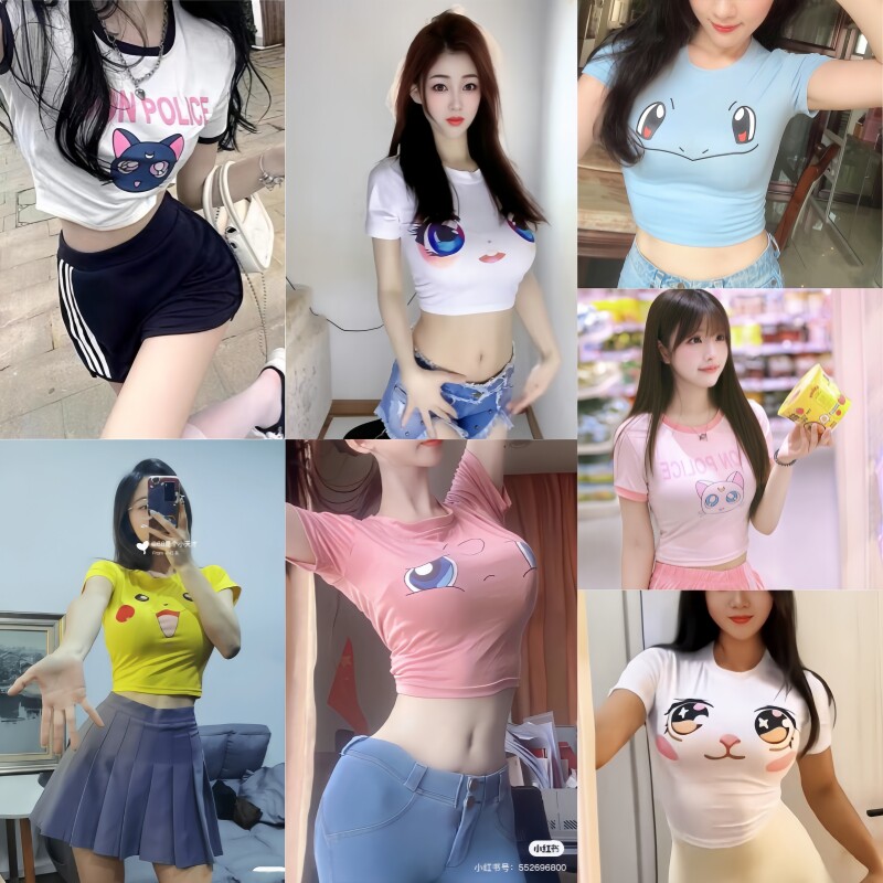 大眼睛短袖T恤女大眼睛设计感性感纯欲辣妹短款露锁骨上衣小心机