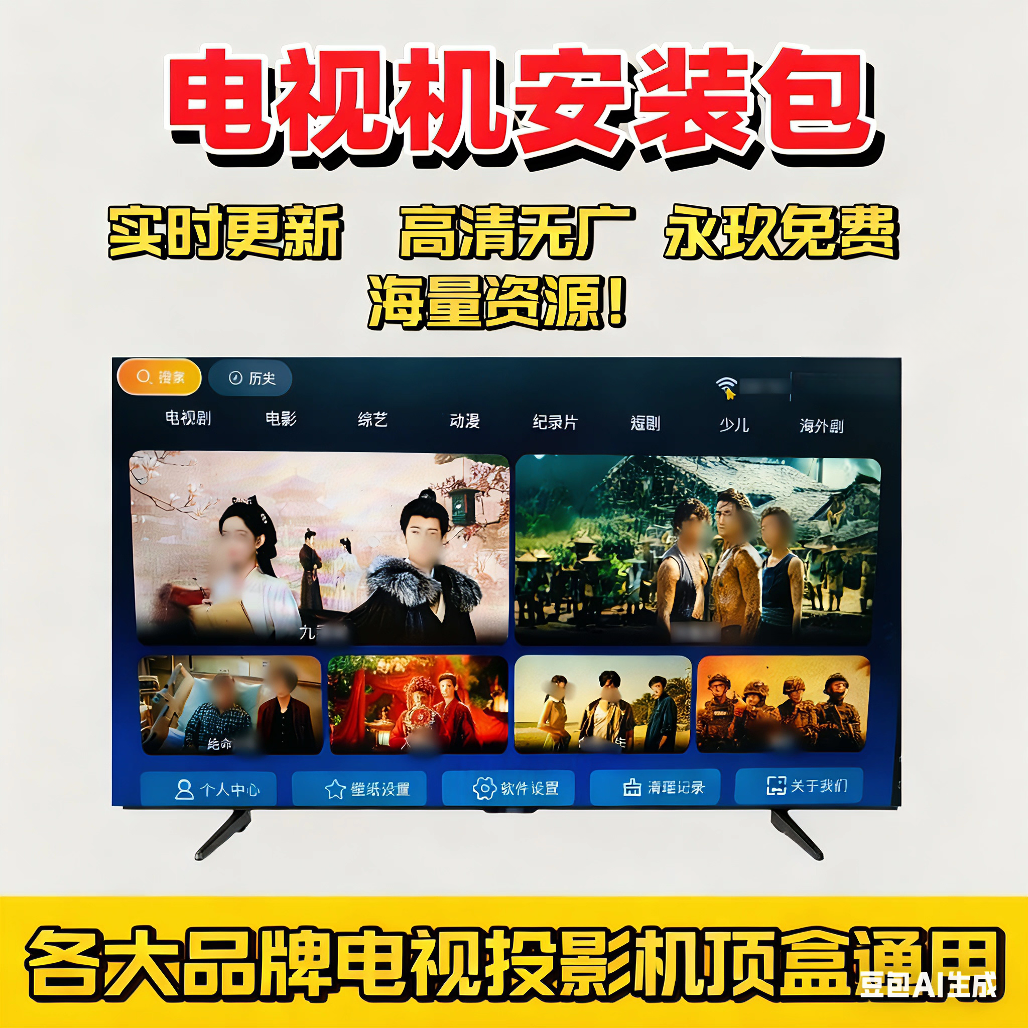 电视安装包【无需会员，永玖使用】直播+影视高清无广各品牌通用,生活电器,其它日用家电,淘宝优惠券,粉丝福利购,淘宝优惠卷