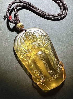 烨誉古法琉璃摩利支天菩萨男女护身符吊坠佛像挂件项链饰品观音化