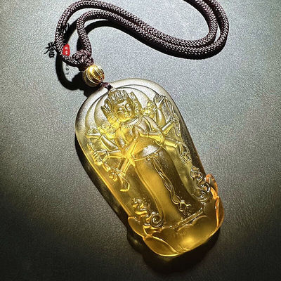 烨誉古法琉璃摩利支天菩萨男女护身符吊坠佛像挂件项链饰品观音化